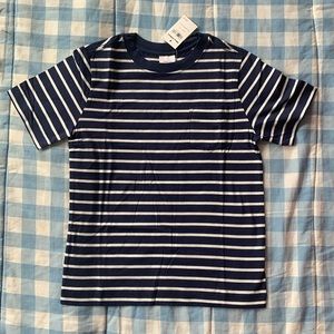 Hanna Andersson stripe navy blue white shirt sleeve shirt Pima cotton size 5